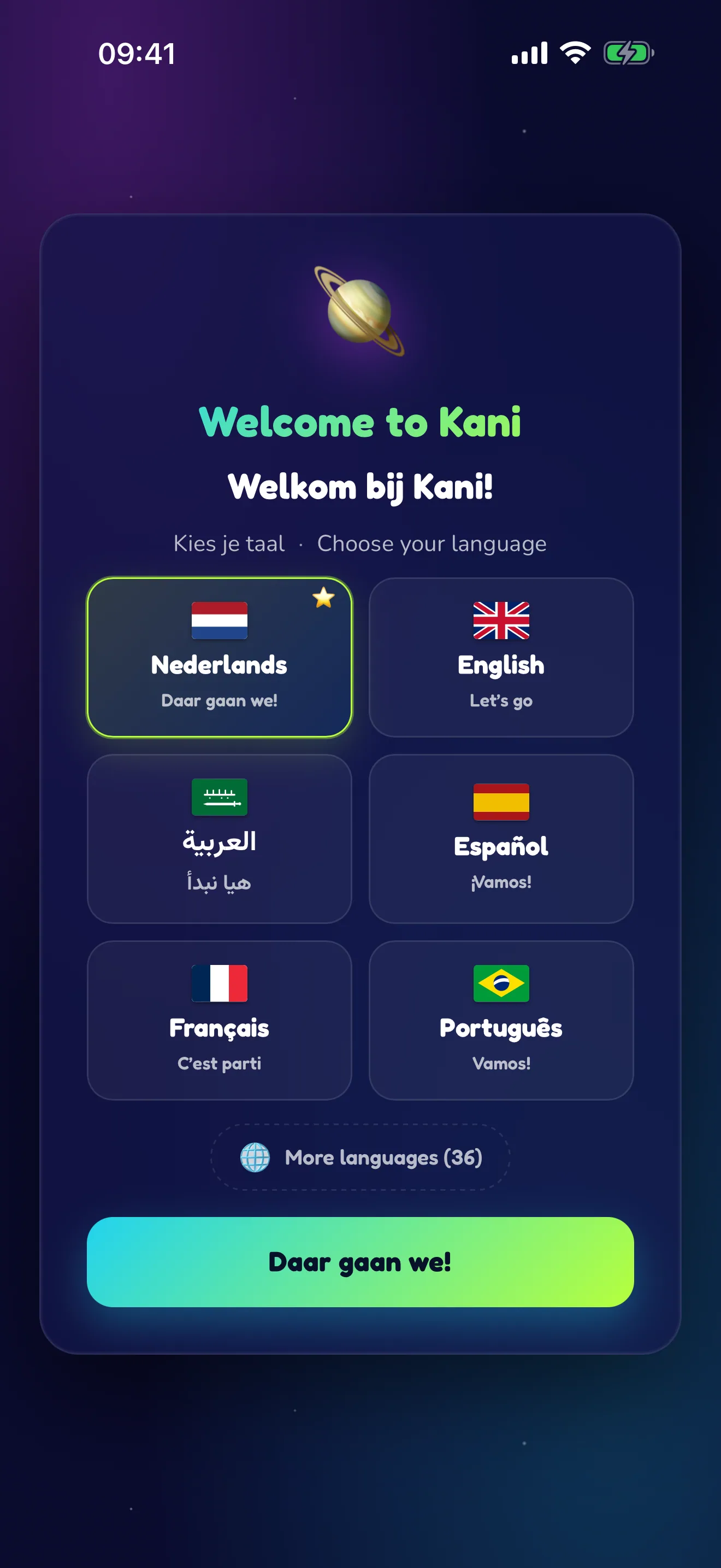 Welkom bij de eerste start — maak kennis met Kani.