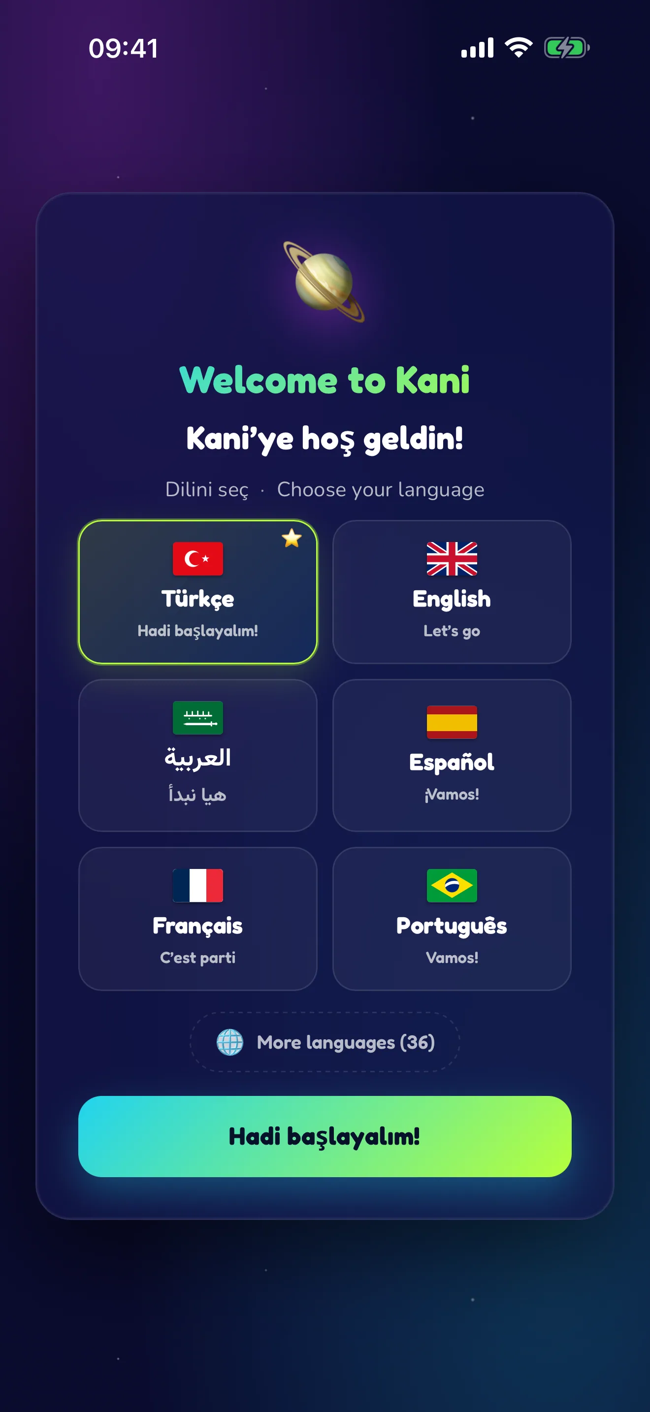İlk açılış karşılaması — Kani ile tanışın.