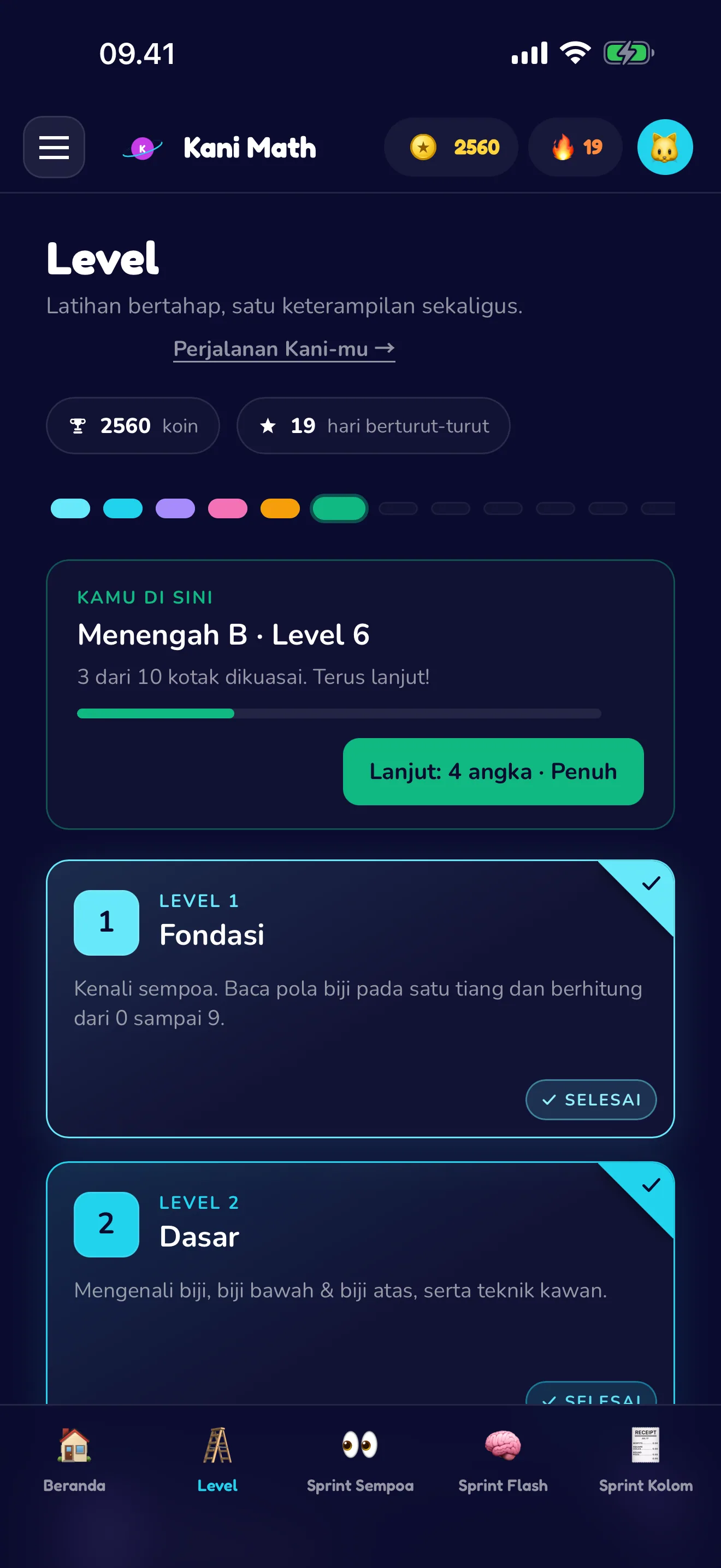 Sembilan level, satu keterampilan sekaligus.