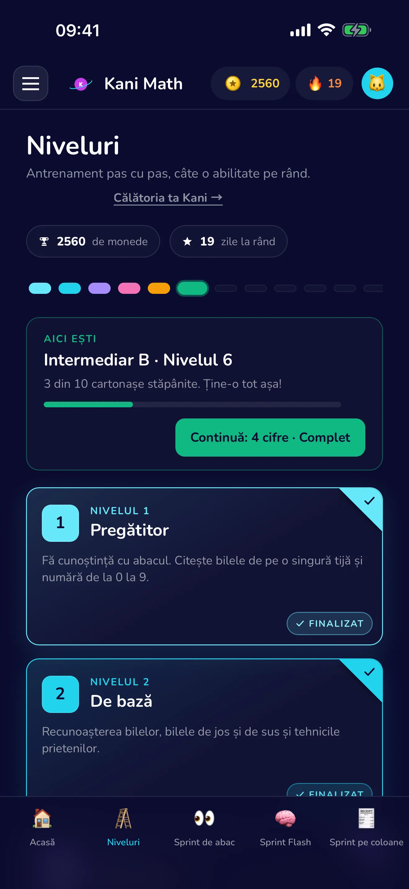 Nouă niveluri, o abilitate pe rând.