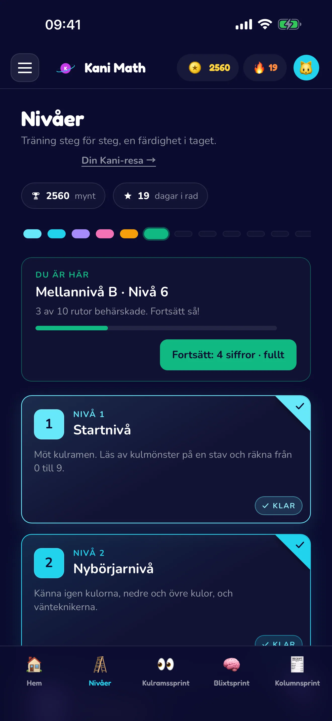 Nio nivåer, en färdighet i taget.