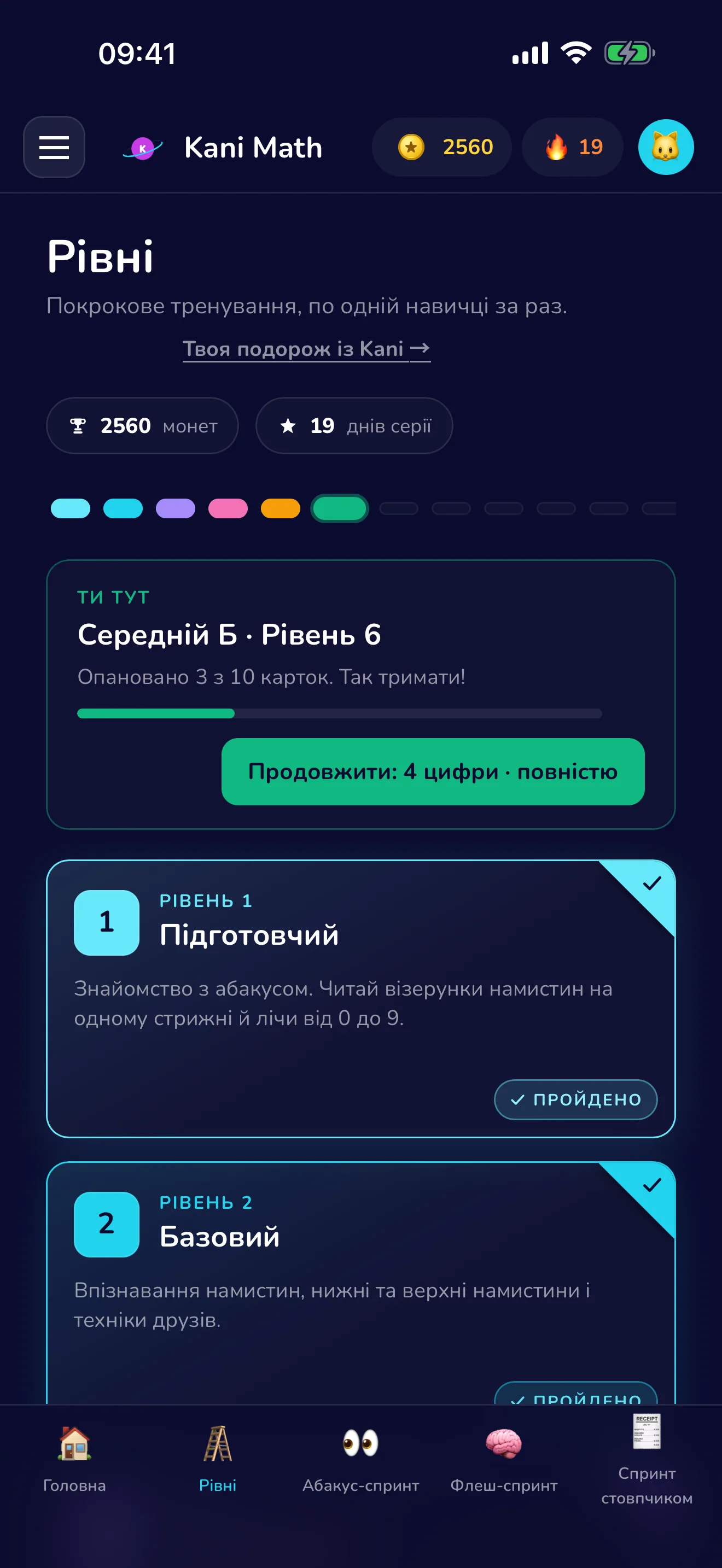Дев’ять рівнів, по одній навичці за раз.