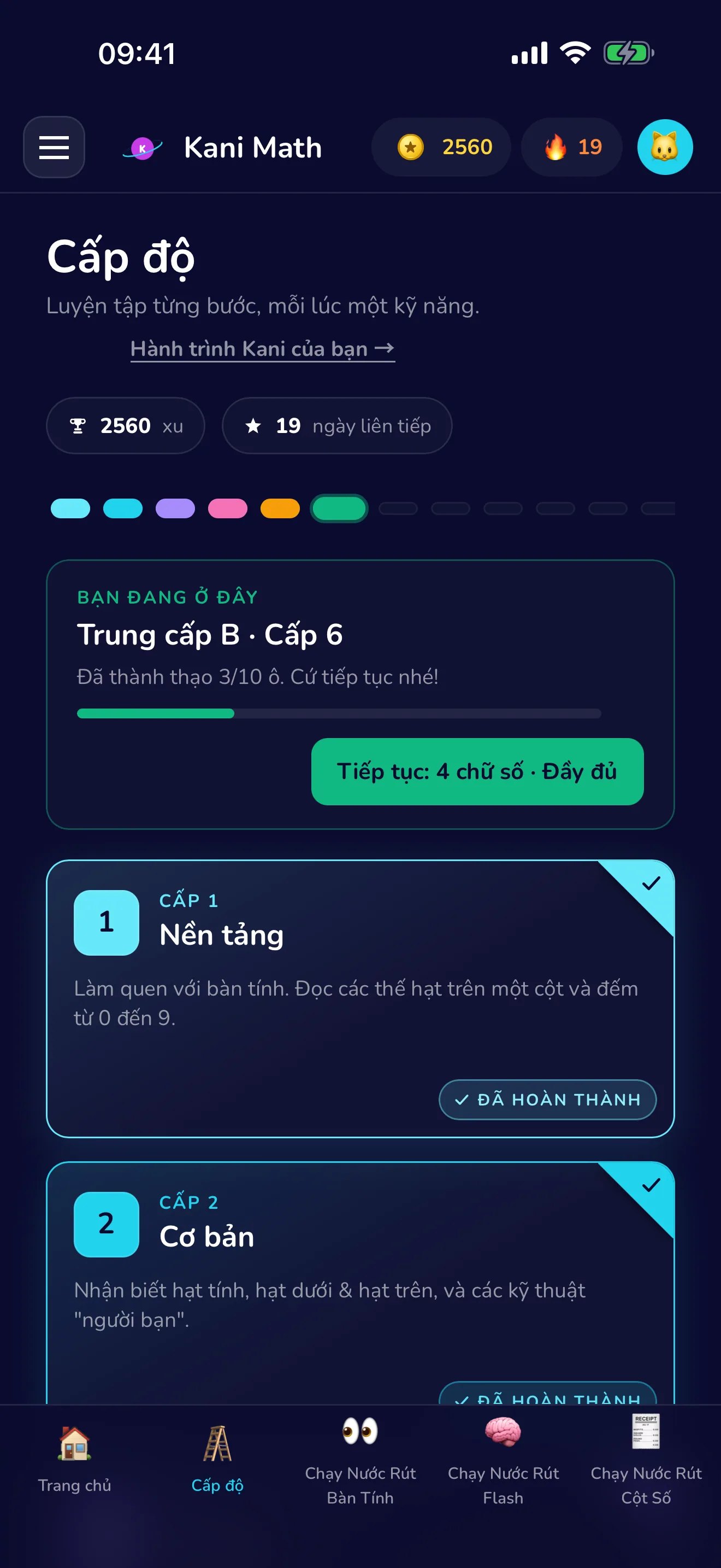 Chín cấp độ, mỗi lúc một kỹ năng.