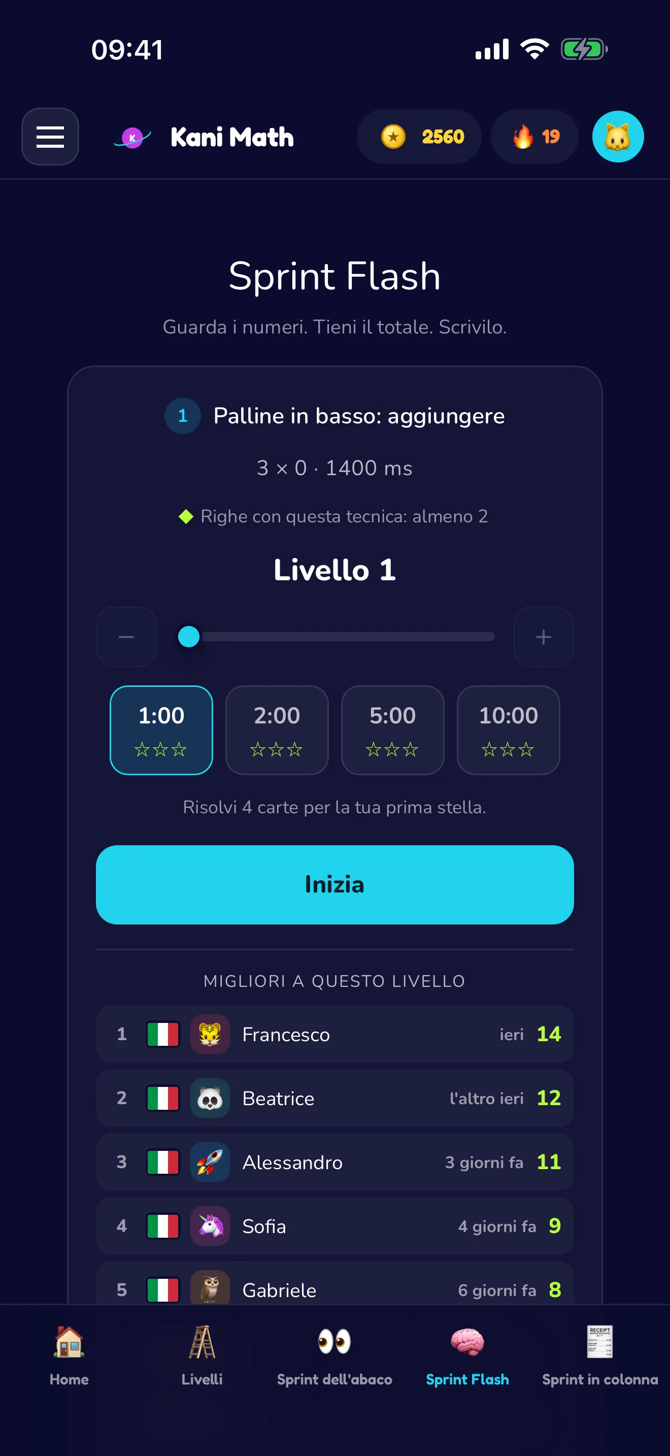 Sprint Flash — somma a mente, poi scrivi.