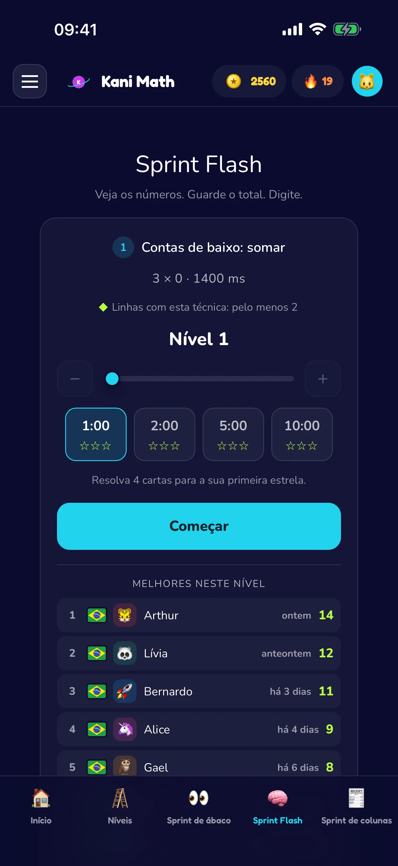 Sprint Flash — memorize o total e digite.