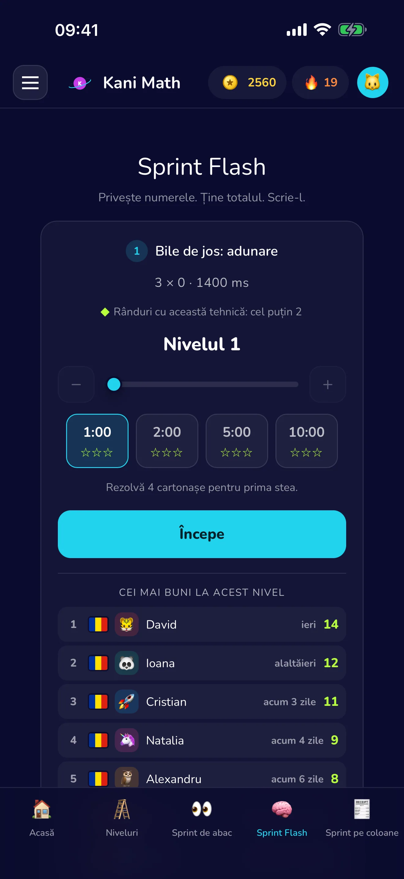 Sprint Flash — ține minte totalul și scrie-l.