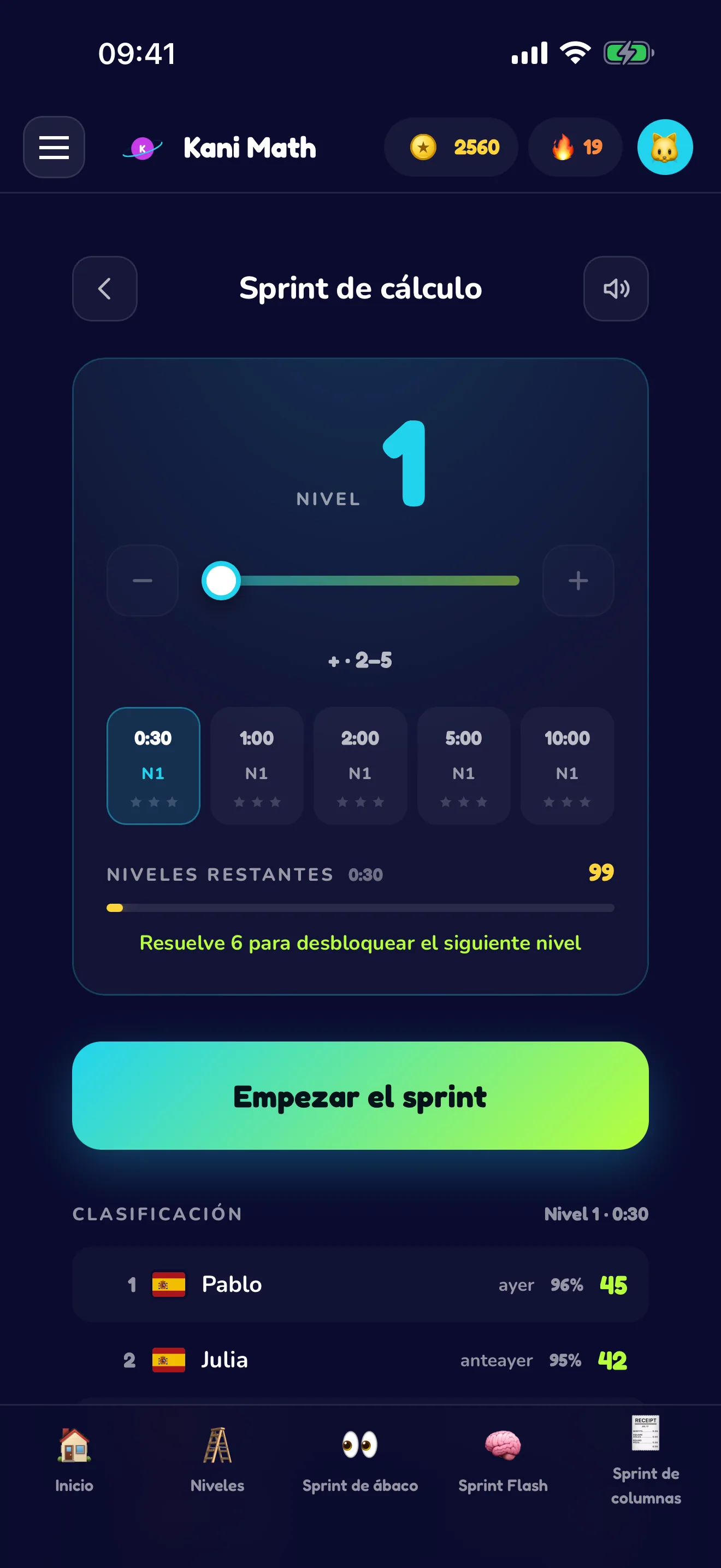 Sprint de cálculo — resuelve contra el reloj.