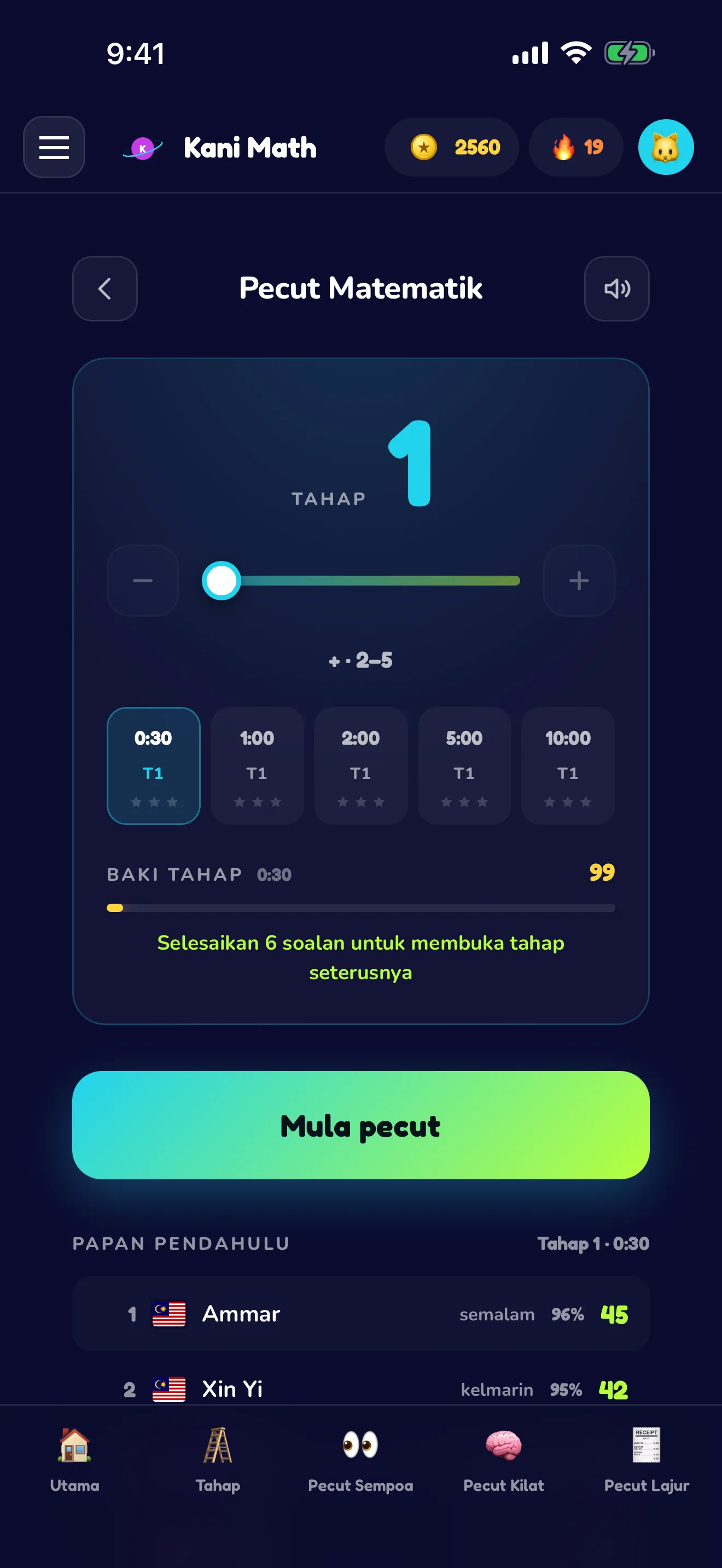 Pecut Matematik — selesaikan soalan, berlumba dengan masa.