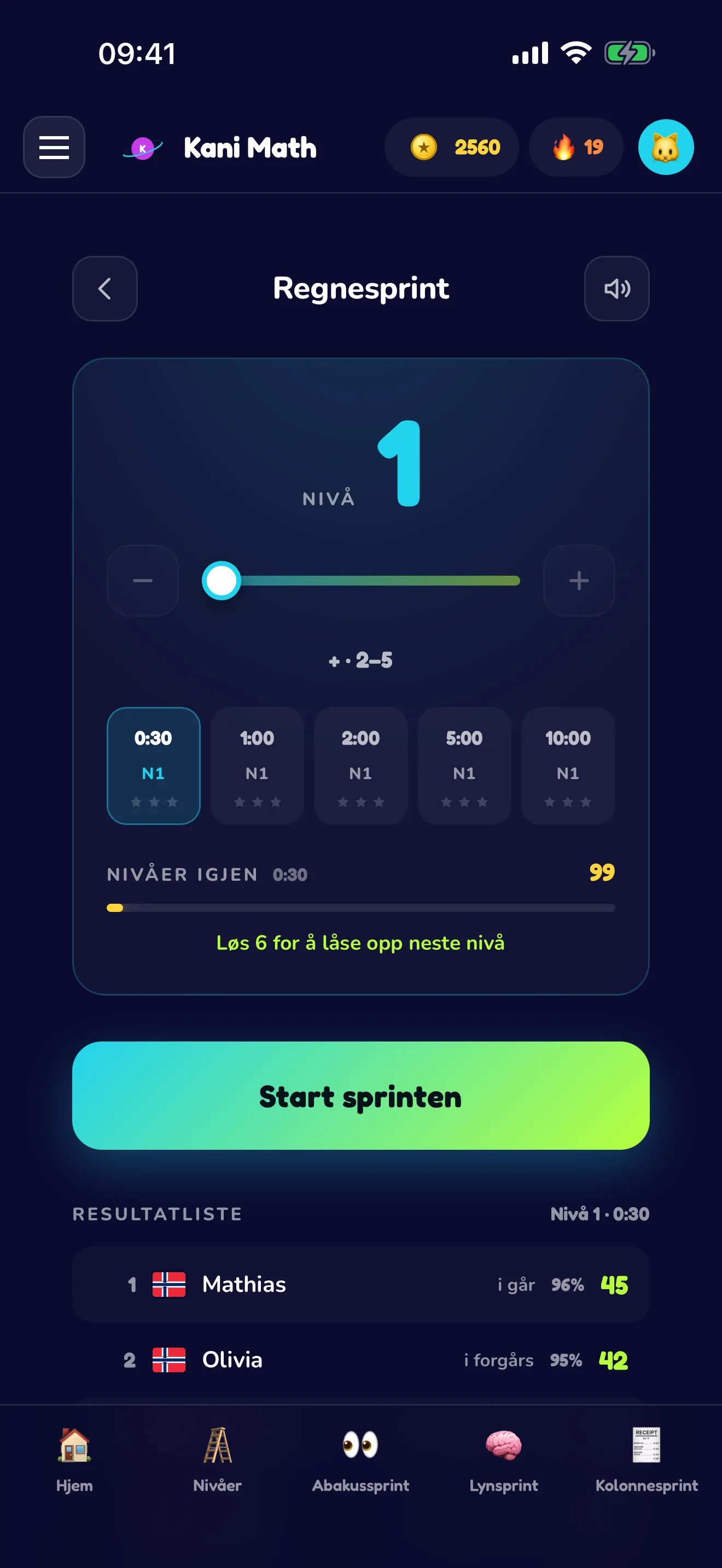 Regnesprint – regn mot klokken.