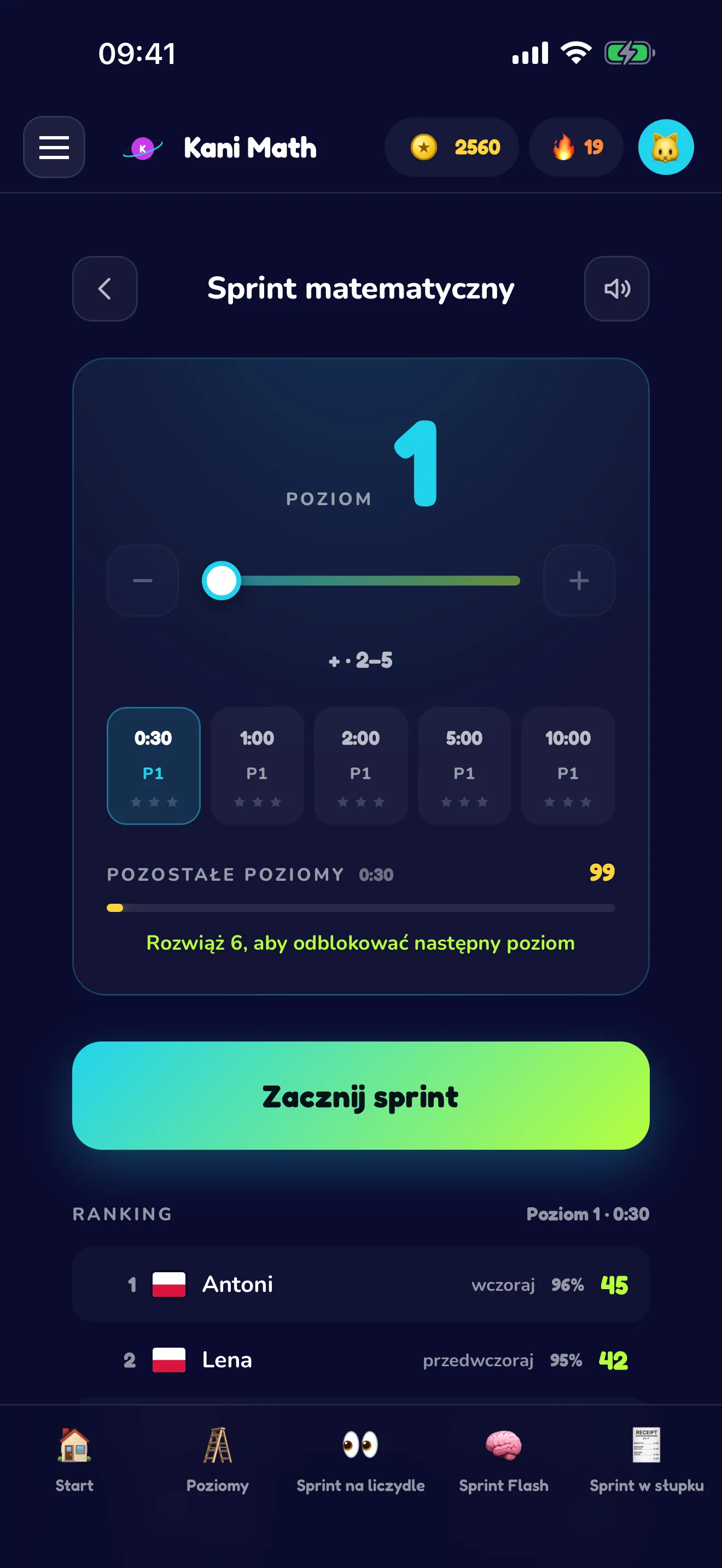 Sprint matematyczny — rozwiązuj na czas.