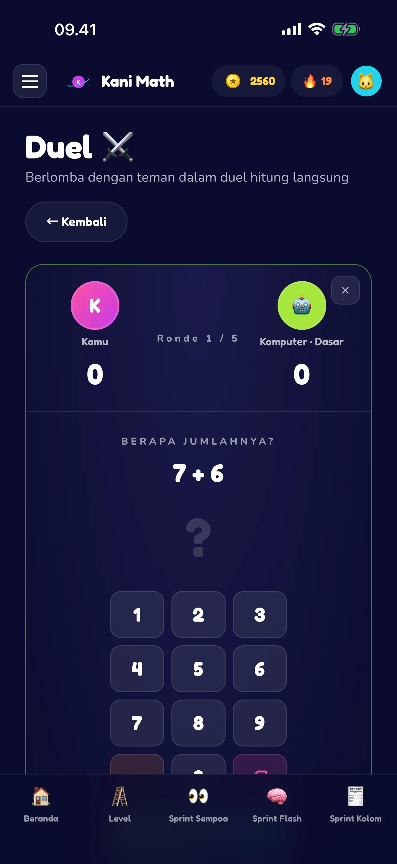 Duel langsung lawan komputer atau teman.
