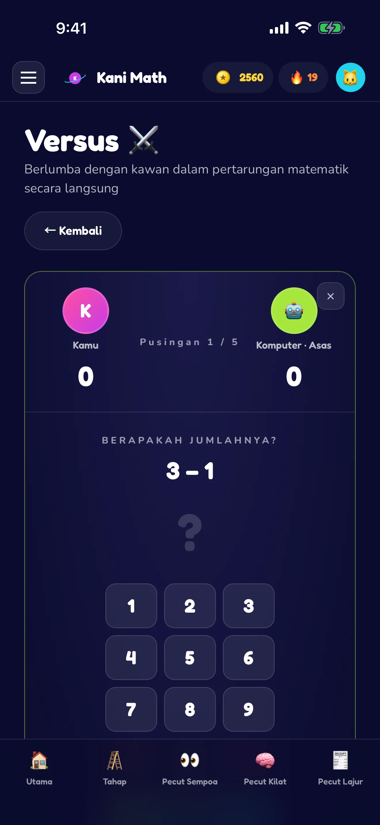 Duel langsung lawan komputer atau kawan.