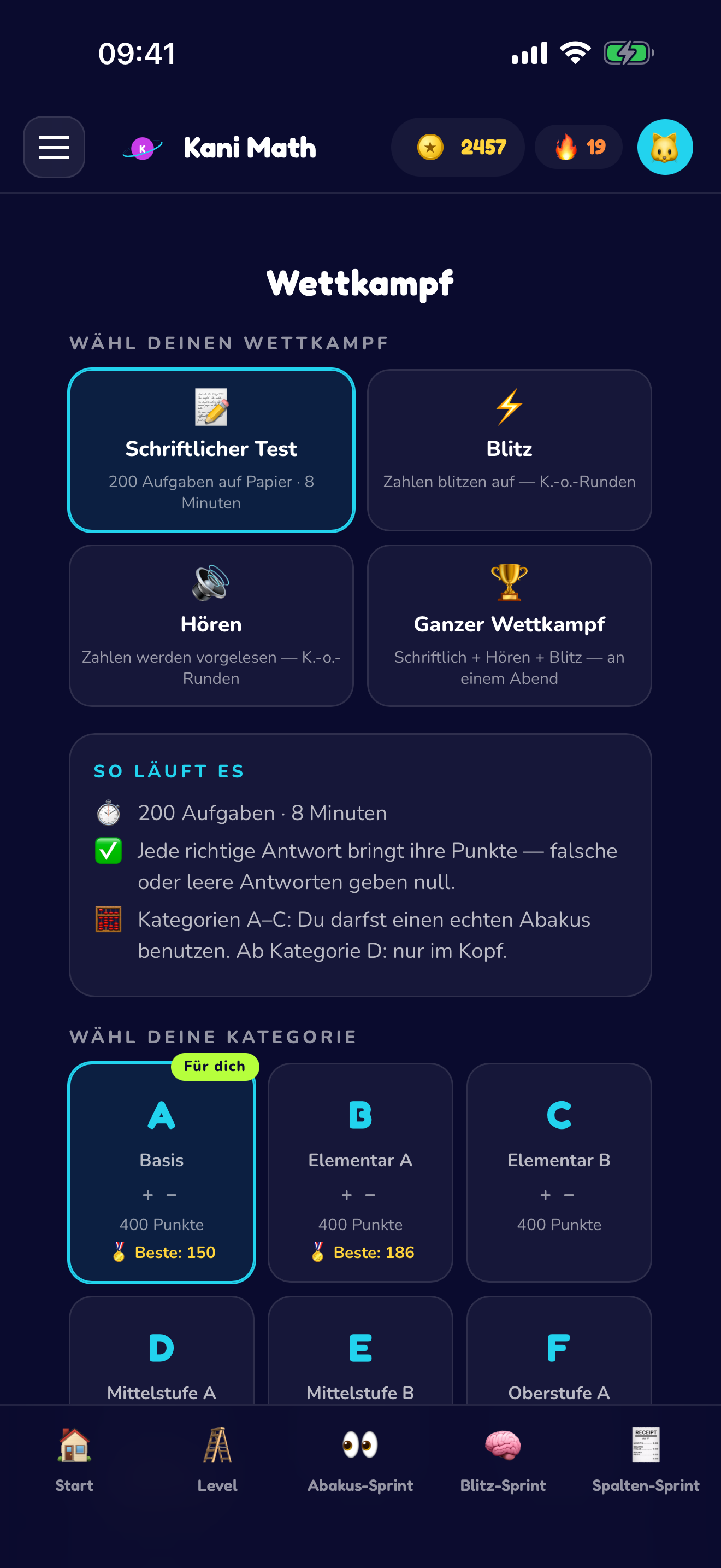 Einen echten Abakus-Wettkampf proben.