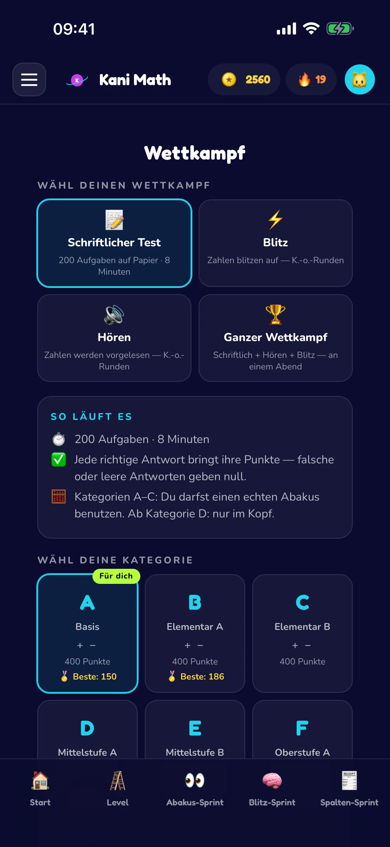 Einen echten Abakus-Wettkampf proben.