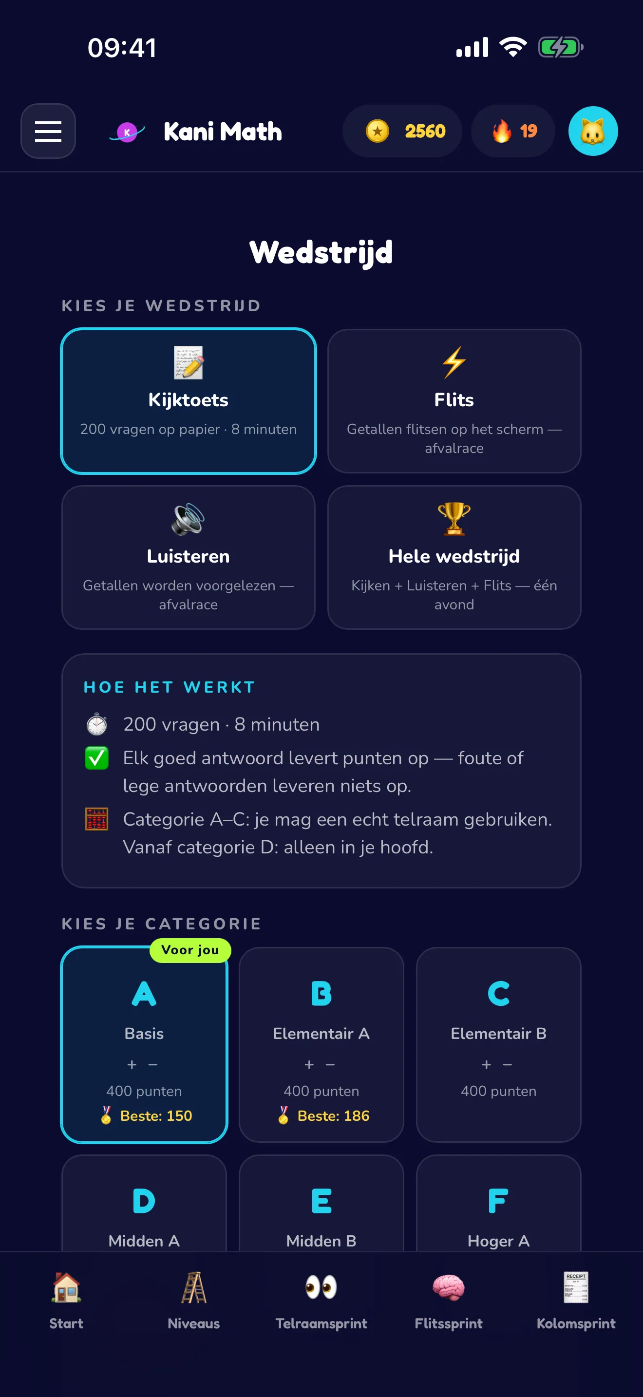 Oefen voor een echte telraamwedstrijd.