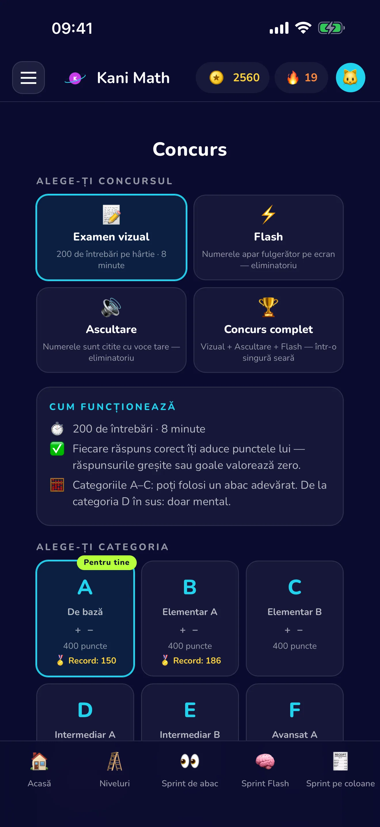 Exersează ca la un concurs real de abac.